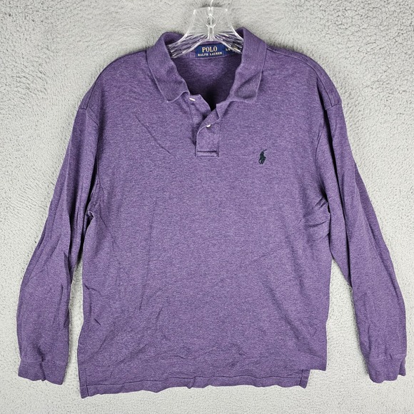 Polo Ralph Lauren Polo Shirt Mens Large Purple Golf Performance Long Sleeve - Picture 1 of 8